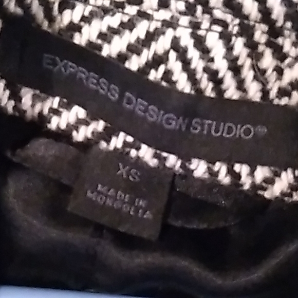Vintage Express design studio black white tweed pea coat sz xs - Picture 8 of 8